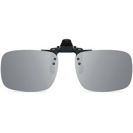 IOHLNG Polarized Clip on Flip Up Sunglasses Over Prescription and Reading Glasses for Women and Men Silver Mirrored 60 * 44mm