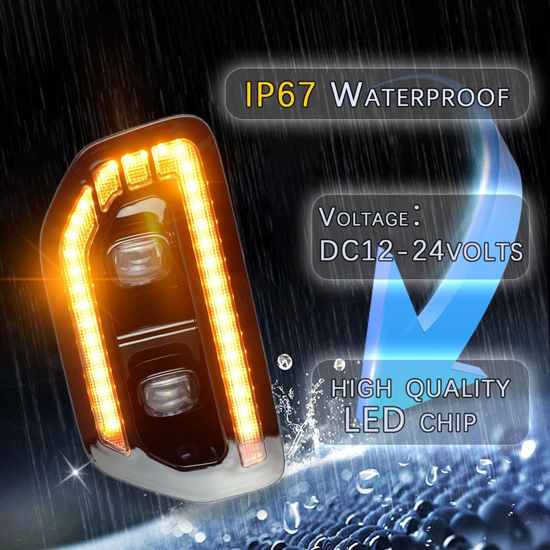 PGTOPONE Switchback White/Amber LED Front Bumper Light Daytime Running Lamp