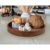HofferRuffer Faux Leather Round Serving Tray, Vegan Croco Leather Decorative
