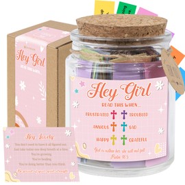 Hey Girl Bible Verse Jar – 92 Encouraging Scriptures for Teen Girls, Trendy Stuff & Gifts for Teen Girl, Back to School Essentials, Birthday Gifts & Christian Inspirational Jar for Teens