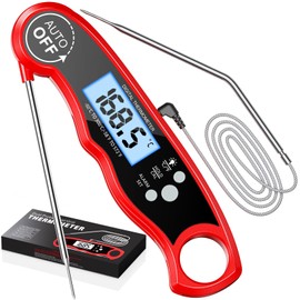RIWUSI Meat Thermometer Digital, Instant Read Food Thermometer with Dual Probe, Backlight LCD Display, Calibration Function, Kitchen Accessories for BBQ Grill, Christmas Stocking Stuffers for Men