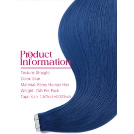 Lacer Blue Tape in Hair Extensions 14 Inch Double Sided Invisible Tape in Hair Extensions Human Hair Soft Hair Extensions For Women 10Pcs/25G