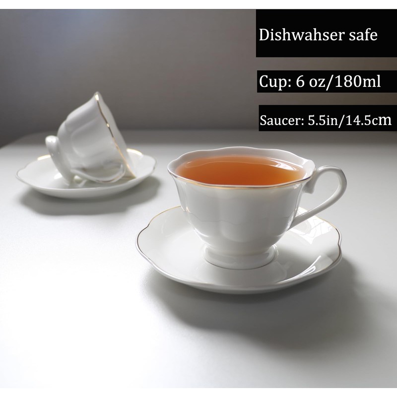 Guangyang 12 Pieces Tea Cup set Fine Porcelain 6oz Cup