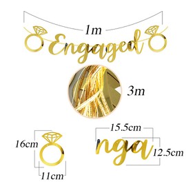 VINFUTUR Engaged Garland Gold, Engagement Banner for Hanging, Hanging Decorative Garland, Wedding Photo Props Background for Engagement, Celebration, Party Proposal