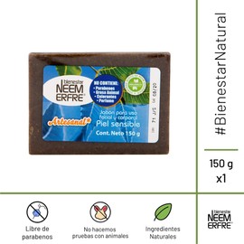 bienestar NEEM ERFRE Jabon Para Piel Sensible Corporal de Hoja de Neem- Artesanal Vegano Natural Tea TREE Aceite Oliva- Sin Parabenos Petrolatos Grasa Animal (Individual)