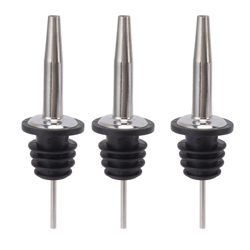 24pcs Stainless Steel Bottle Pourers with Black Plastic Cover Conical