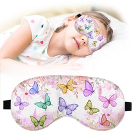 Cute Cartoon Sleep Mask for Kids Gift,Kids Sleep Mask for Girls Boys,Teen Sleeping Masks with Soft and Smooth Adjustable Strap,Color Butterfly