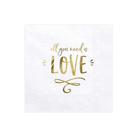 partydeco.pl Napkins with Golden Lettering All You Need is Love