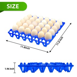 Aqwxc 4-Pack Plastic Egg Tray Egg Crate, 30-Egg Flats for Home Chicken Farmers, Stackable & Durable, Great for Storing, Sorting & Shipping, and Reusable (4-Pack Blue)