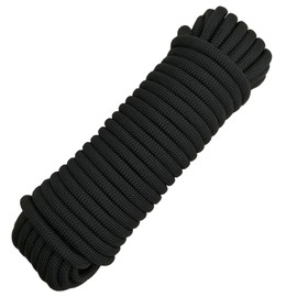 10mm Rope, Multipurpose Rope, Durable Outdoor Indoor Cord for Cargo Bundling, Camping, Hiking, Boating, Fishing, DIY Crafts, and Home Projects (Black, 20m)