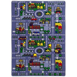Champion Rugs Kids / Daycare / Classroom / Playroom Area Rug. Great For Playing With Cars City Map Car Tracks Roads Fun Educational Non-Slip Gel Back Play Mat (8 Feet X 10 Feet)