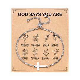 Kidbbi Baptism Confirmation Gifts for Teen Girls First Communion Christening Kindergarten 5th 8th Graduation Christian Women Catholic Religious Cross Bracelet