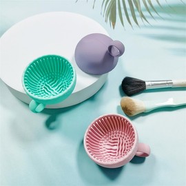 Makeup Cleaning Bowl, Portable Makeup Washing Tool Makeup Brush, Silicone Makeup Brush Cleaning Pad, Foldable Makeup Bowl, Suitable For Makeup Brush, Makeup Sponge, Powder Puff (green, normal)