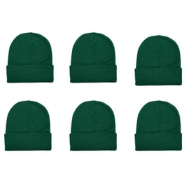 Gelante Unisex Knitted Winter Beanie Hat 6 Pcs 2040-Hunter Green-6PC