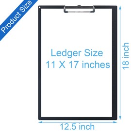 Acocony 11x17 Clipboard Vertical with Ruler Extra Large Clipboard Low Profile Clip 11 x 17 Clipping Board Plastic Black Pack of 1