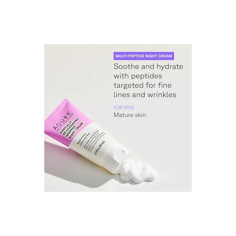 Acure Crema Nocturna Rejuvenecedora Atenuar Arrugas Multi Péptidos Vitamina Glicoproteinas