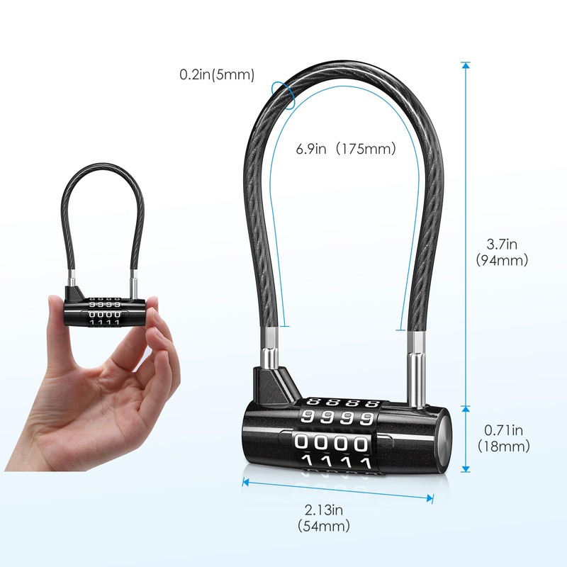 AMIR Upgraded 4 Digit Combination Padlock, Resettable Padlock with Steel