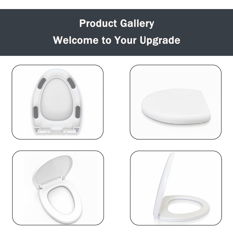 MinSha V-Shape Toilet Seat Soft Close Elongated, Matte White Easy
