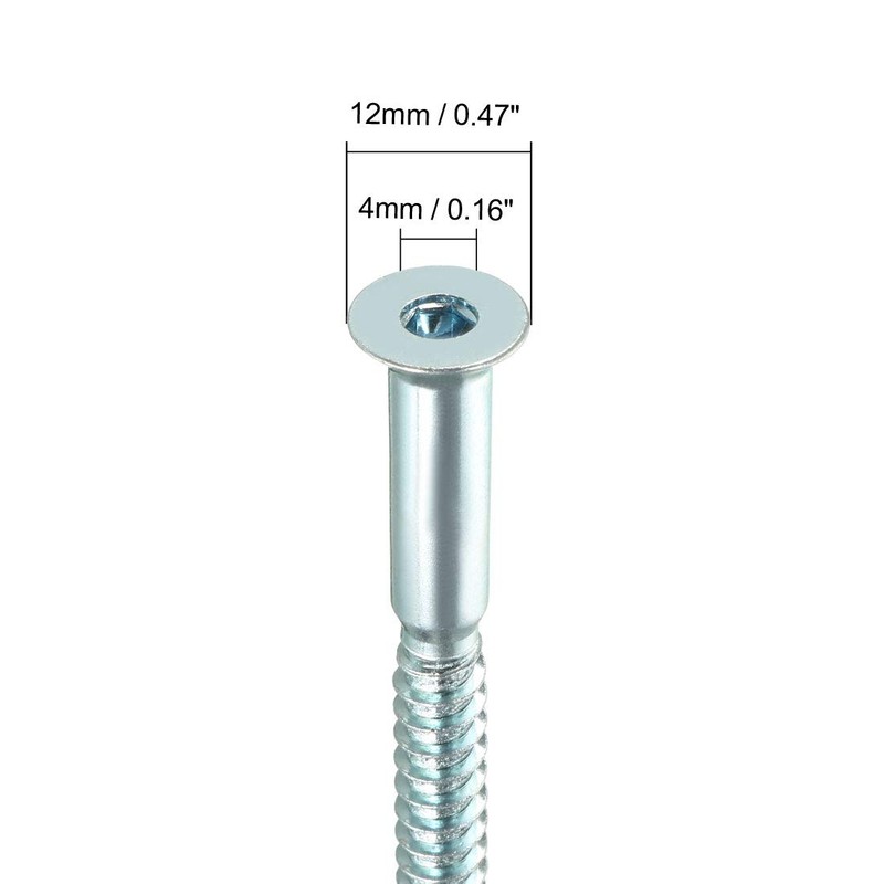 sourcing map Furniture Confirmat Screw 7x85mm Hex Socket Wood Screws