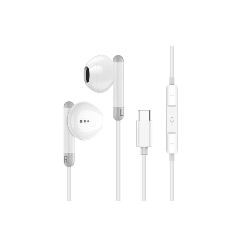 Auriculares con cable tipo C con micrófono, auriculares estéreo de