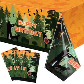 3 Pieces Hunting Camo Tablecloth Deer Hunting Birthday Plastic Table Covers Camouflage Hunting Table Cloth Camo Disposable Party Supplies for Hunting Camo Birthday Party Decoration, 108 x 54 Inch