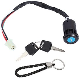 QAZAKY Ignition Key Switch Compatible with ATV Quad Scooter Go Kart Moped Buggy Pocket Mini Dirt Bike 50cc 70cc 90cc 110cc 125cc 150cc 250cc TaoTao Sunl Buyang Roketa Kazuma AIM-EX Chinese 4Pins 4 Pin