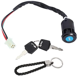 QAZAKY Ignition Key Switch Compatible with ATV Quad Scooter Go Kart Moped Buggy Pocket Mini Dirt Bike 50cc 70cc 90cc 110cc 125cc 150cc 250cc TaoTao Sunl Buyang Roketa Kazuma AIM-EX Chinese 4Pins 4 Pin