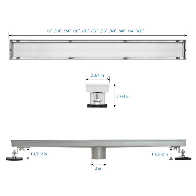 SaniteModar Linear Shower Drain, Linear Drain 60 inch with 2