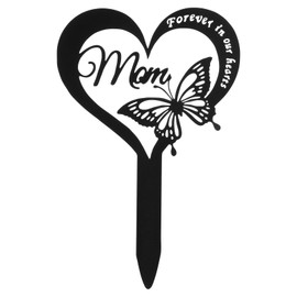 Heclia Heart Butterfly Memorial Stake for Cemetery Grave Decorations, Sympathy Remembrance Plaques for Mom Dad Loved Ones, Outdoor Garden Yard Burial Decor Sign, Weatherproof Memorial Marker