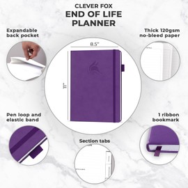 Clever Fox Large End of Life Planner – Guided Final Arrangements Organizer Notebook for Instructions, Beneficiary Info, Will Preparation, Last Wishes & Funeral Planning – 8.5" x 11" (Purple)