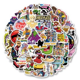 63pcs 80s Classic Cartoon Sticker, Cute Aesthetic Vinyl Waterproof Stickers for Water Bottle,Skateboard,Laptop,Phone,Journaling,Scrapbooking Decals for Teens Adults for Party Supply
