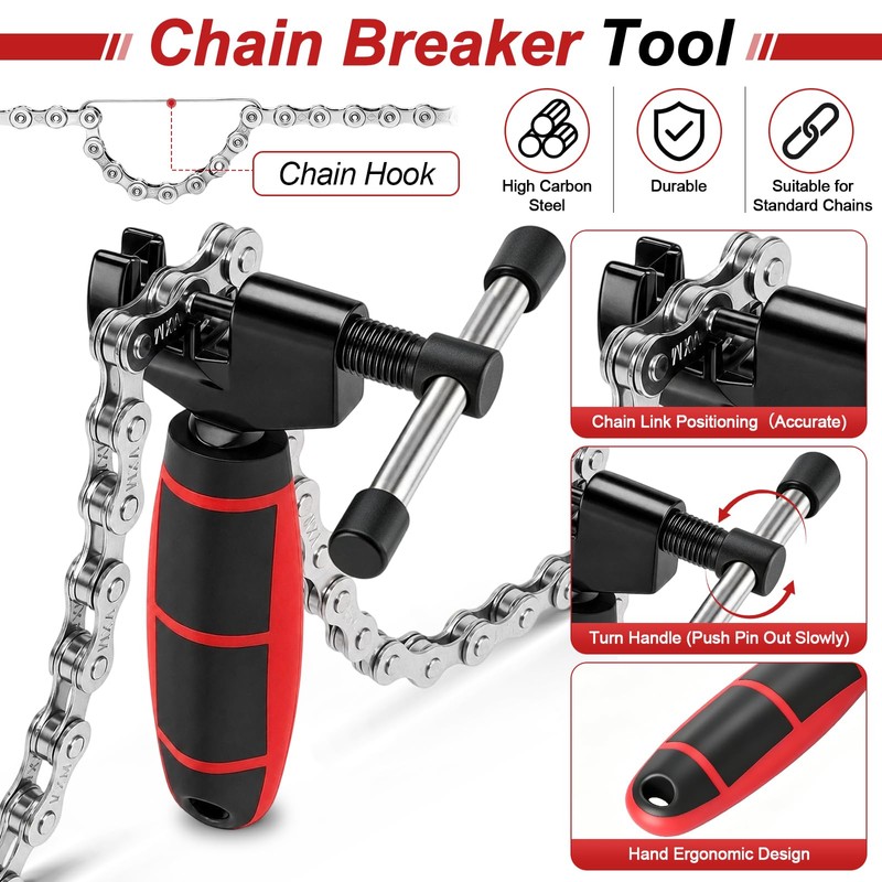 REJOECE Bike Chain Repair Tools Kit, Fit for Bicycles 6-12