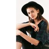 Wide Brim Wool Felt Flat Top Fedora Hat for Women
