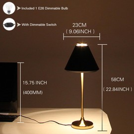 JC TOPA Mid Century Modern Table Lamp - Gold and Black Table Lamp, Dimmable Nightstand Lamp with Metal Barrel Shade E26 Bulb Included, Bedside Table Lamp for Bedroom Living Room