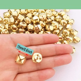 Luckkyme Jingle Bells, 300 Pieces Craft Bells, DIY Craft Bells for Wreath, Holiday Home Decoration, Gold, 15mm