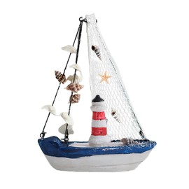 Molyorch Lighthouse Nautical Decoration, Model Ship Sailing Yacht, Yacht Ship Boat Height with Mast Approx. 19.5 cm, Perfect for Maritime Decorations