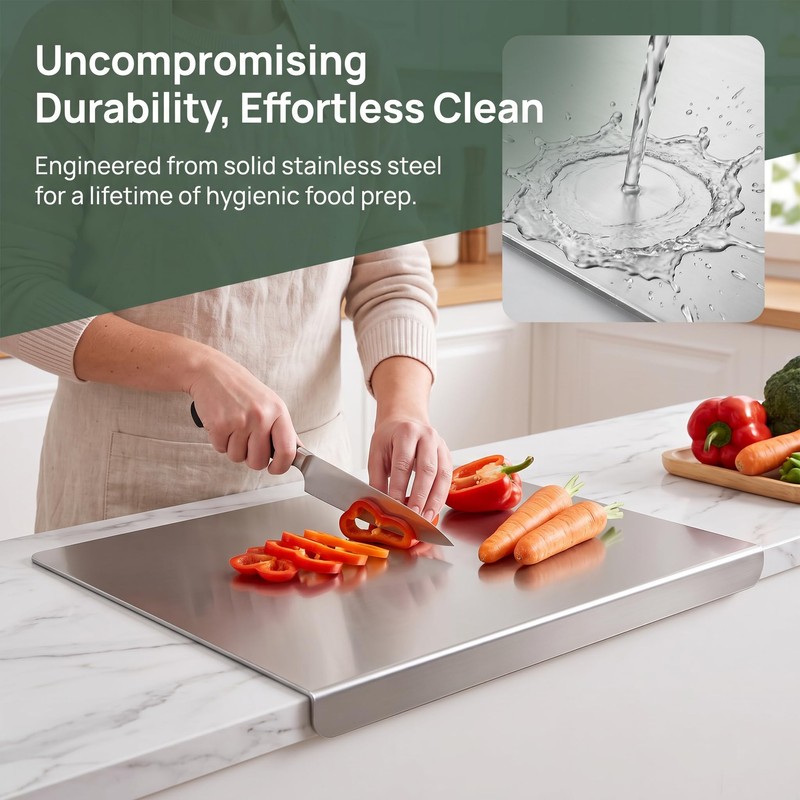 Stainless Steel Cutting Board, Thick Heavy Duty Kneading Board with