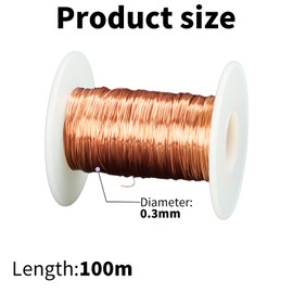 Copper Wire, 0.3 mm x 10 m Enamelled Copper Wire, Enamel Wire, Copper Wire Insulated, Copper Coil, Insulated Magnetic Wire for Making an Electromagnet Motor Model