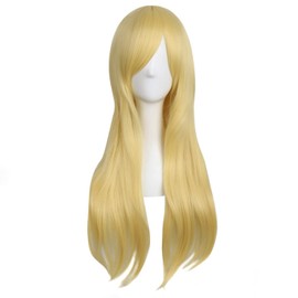 MapofBeauty 28"/70cm Women Side Bangs Long Curly Hair Ends Cosplay Wig(Gold)