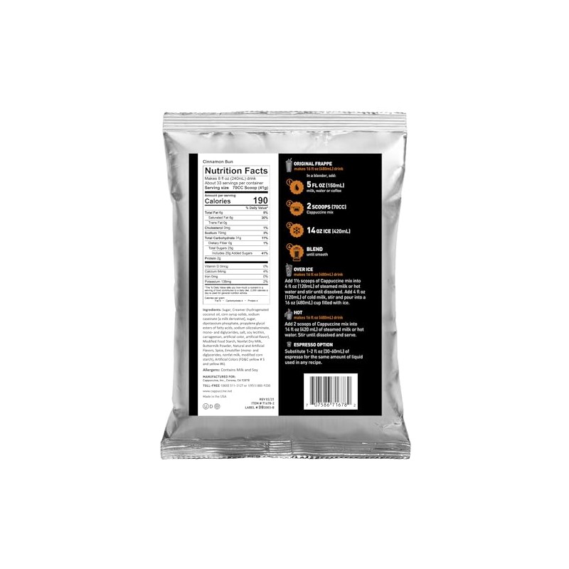 Cappuccine Cinnamon Bun Frappe Mix, 3 Pound (Pack of 1)