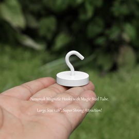 Neosmuk Magnetic Hooks, Cruise Ship Essentials, 130lb+ Heavy Duty Magnetic Hooks for Cruise Cabins, Refrigerator, Grill, Hanging, and Travel | Extra Strong Must-Haves Hook,White, 3Pack