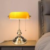 FIRVRE Bankers Desk Lamp with Pull Chain Switch, Amber Glass