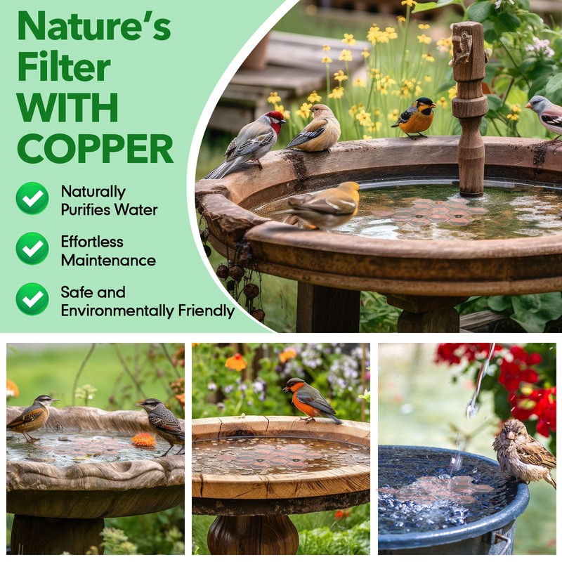 1 Pack Bird Bath Copper Disk for Physical Clean Water