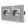 JIMEIDA Double Socket Glass 2 Compartments, 16 Amp Tempered Glass