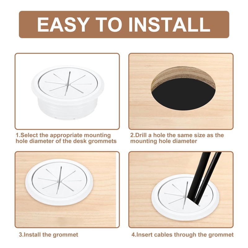 QINGYIWL 6 Pieces Cable Grommet Desk, 60 mm Cable Pass