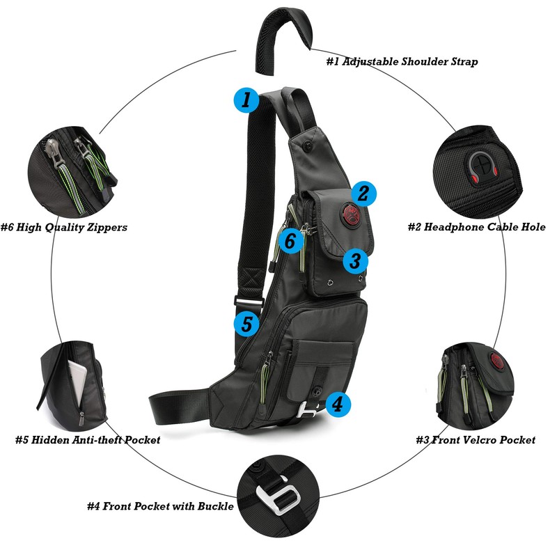 NICGID Sling Bag Chest Shoulder Backpack Crossbody Bags for Men