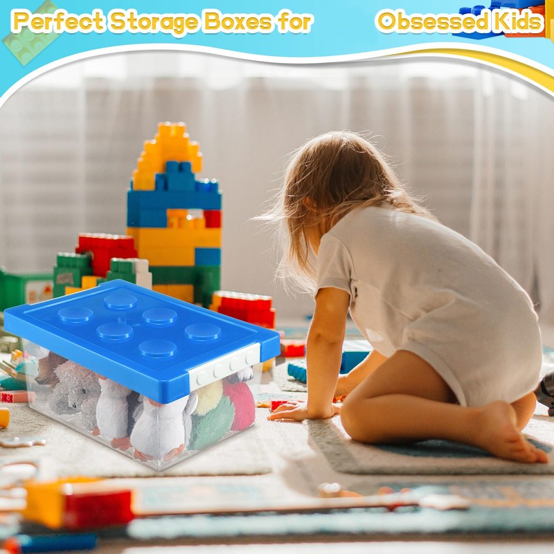 Vicenpal 4 Pack Toy Storage Containers with Lids Brick Shaped
