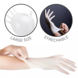 Sky Stone Large 100 Count White Powder Free Durable Protective Gloves for Food Service