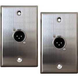 DIYTECH XLR Wall Plate, 3-Pin, Stainless Steel (Single Port XLR Male – 2 Pack)
