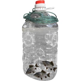 Trampa de peces trampas de minnow para cebo trampa de cangrejo invisible transparente con mango de transporte de 8 orificios estables reutilizables vertical vertical cilíndrico trampa de cangrejo p